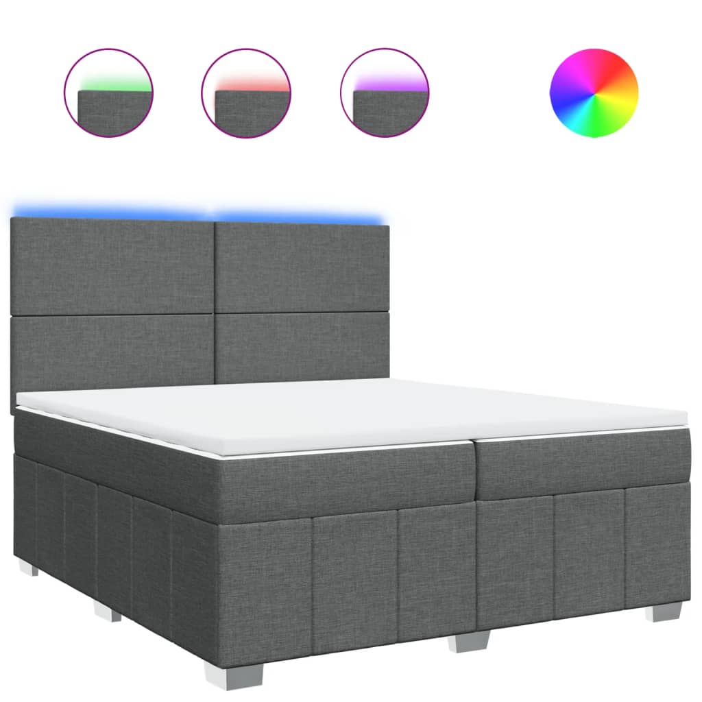 vidaXL Cama com molas/colchão 200x200 cm tecido cinzento-escuro