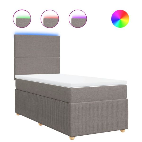 vidaXL Cama com Molas/colchão 90x200 cm Tecido Castanho-acinzentado - 1561845807