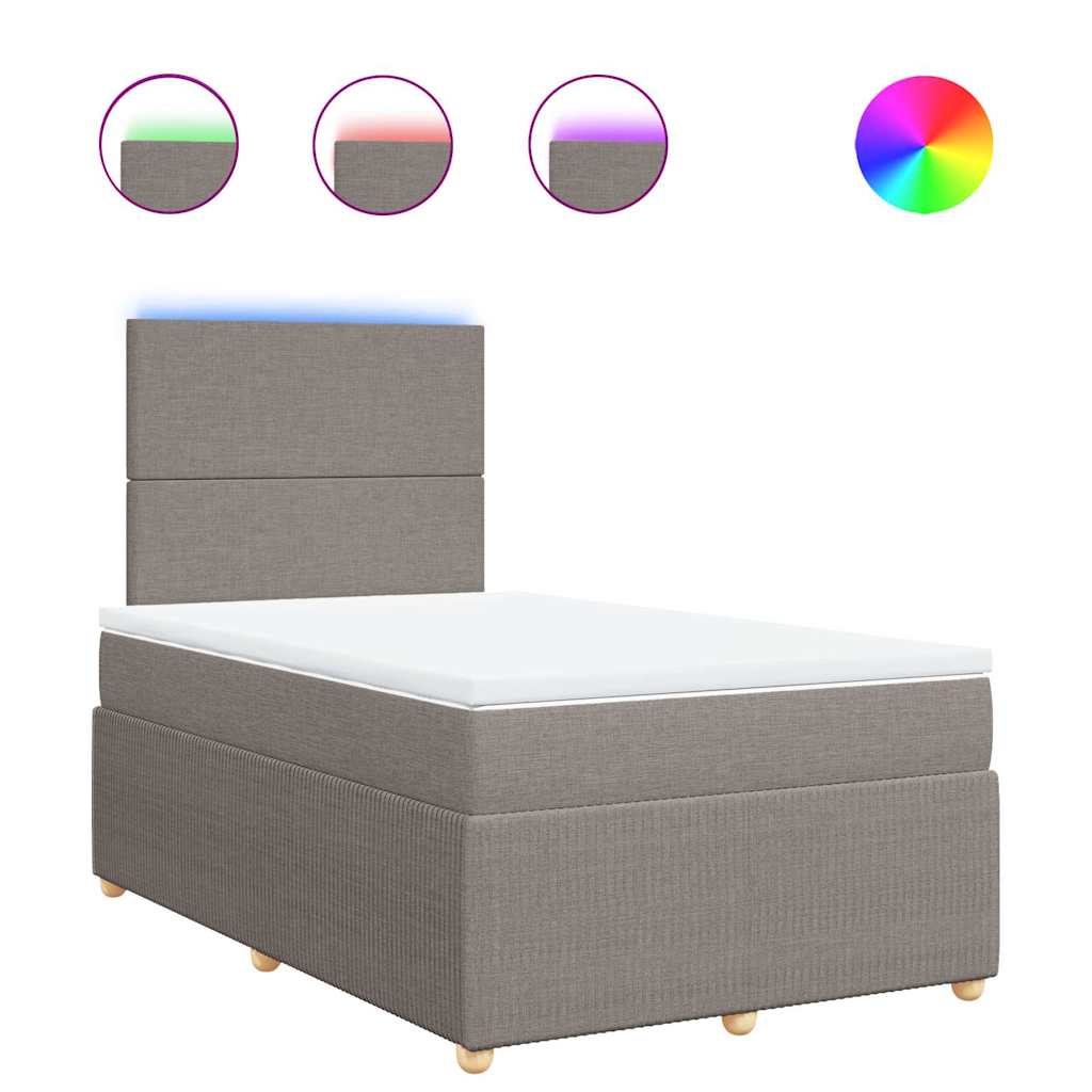 vidaXL Cama boxspring c/ colchão 120x190cm tecido castanho-acinzentado