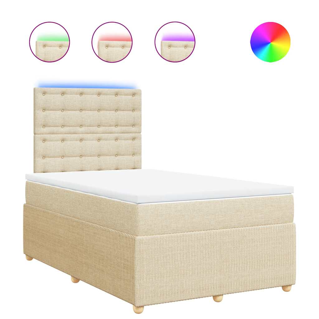 vidaXL Cama com molas/colchão 120x200 cm tecido cor creme