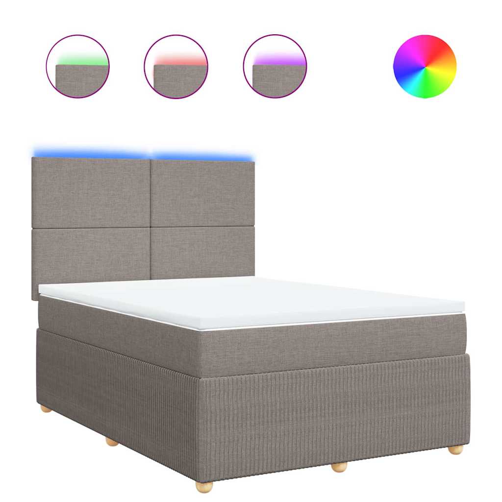 vidaXL Cama com molas/colchão 140x190 cm tecido castanho-acinzentado