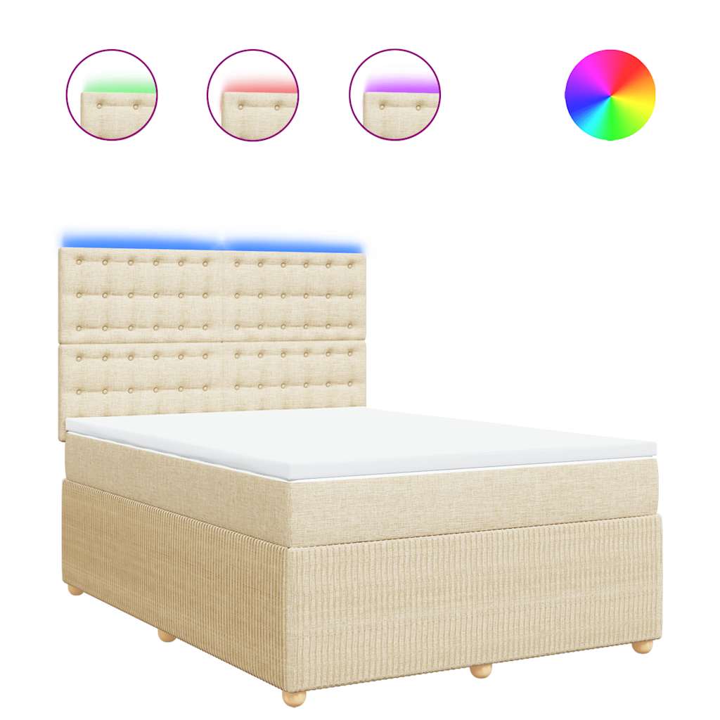 vidaXL Cama com molas/colchão 140x200 cm tecido cor creme
