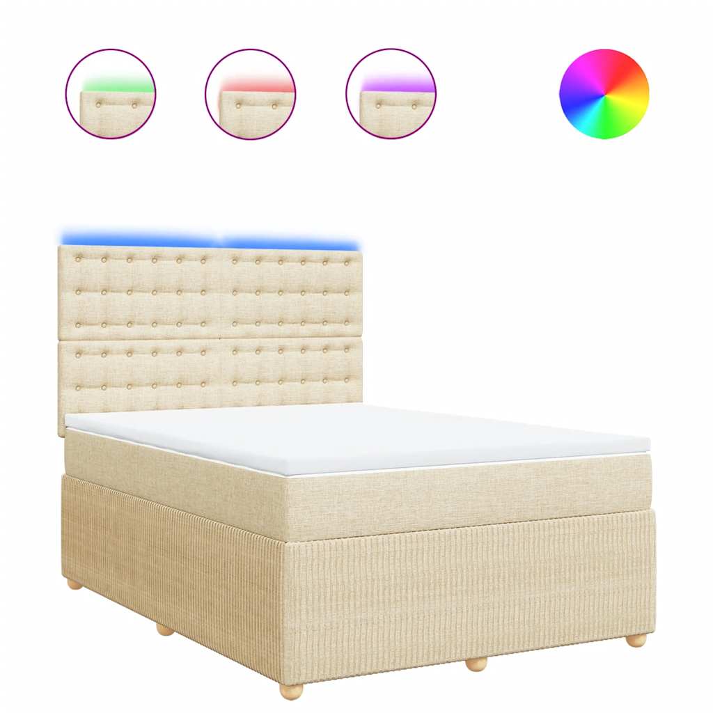 vidaXL Cama com molas/colchão 160x200 cm tecido cor creme