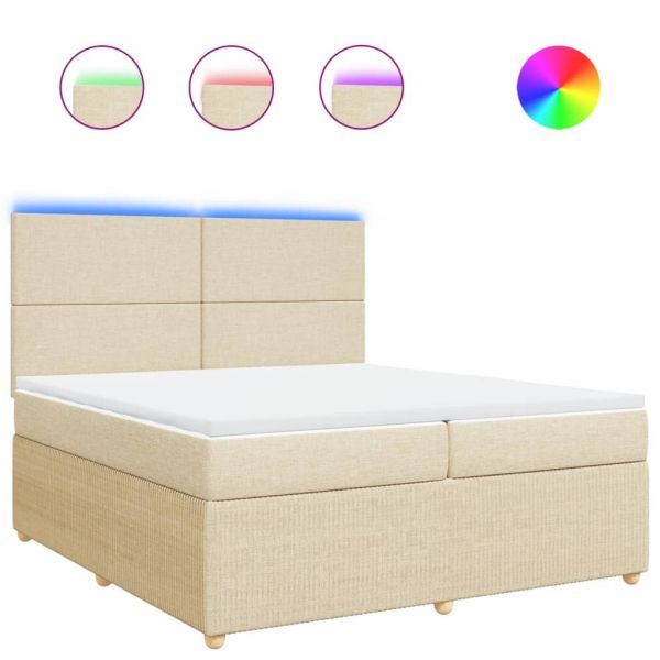 vidaXL Cama com Molas/colchão 200x200 cm Tecido Cor Creme - 3129605499