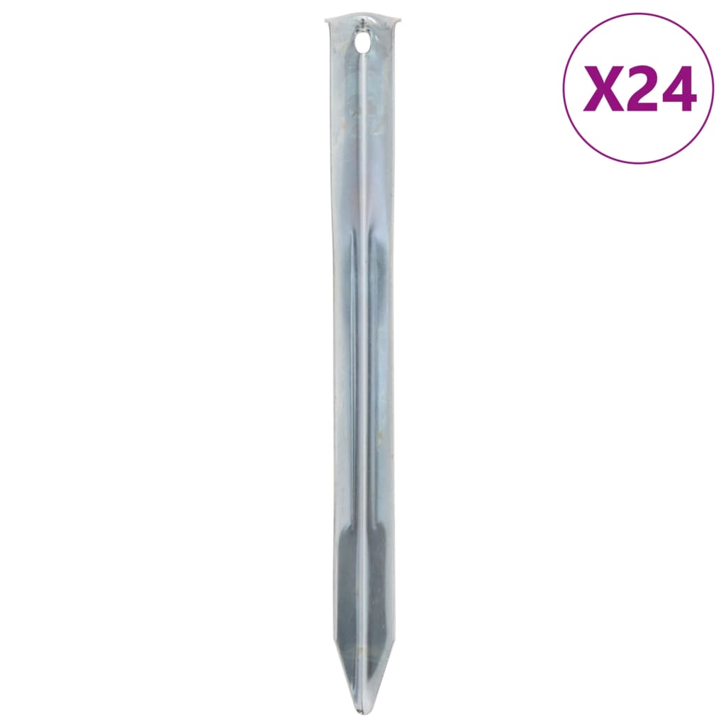vidaXL Estacas para tenda 24 pcs 22 cm Ø20 mm aço galvanizado