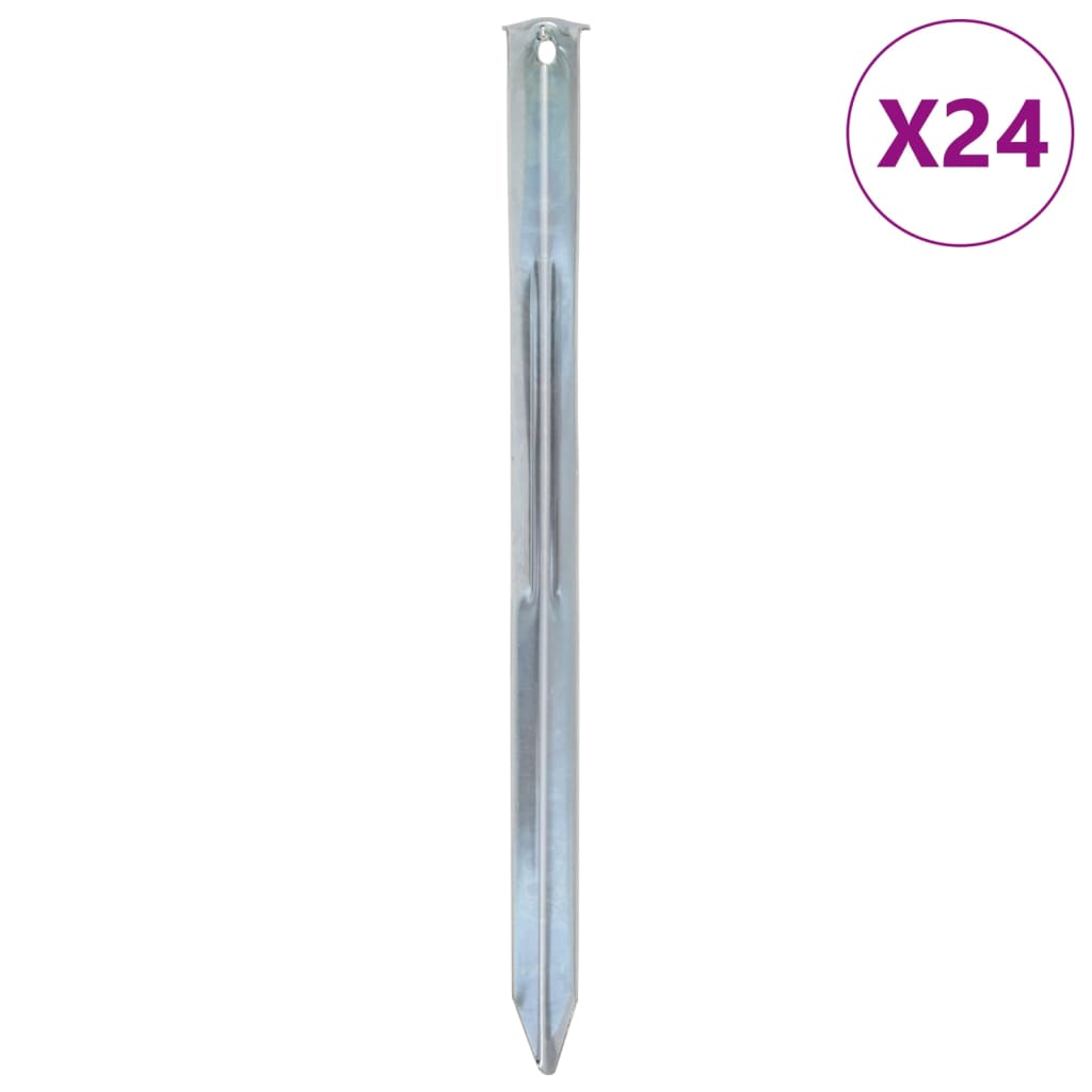 vidaXL Estacas para tenda 24 pcs 30 cm Ø20 mm aço galvanizado
