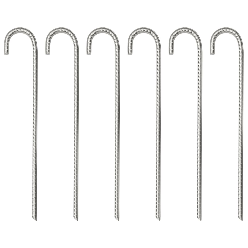 vidaXL Estacas para tenda 6 pcs 37 cm Ø10 mm aço galvanizado