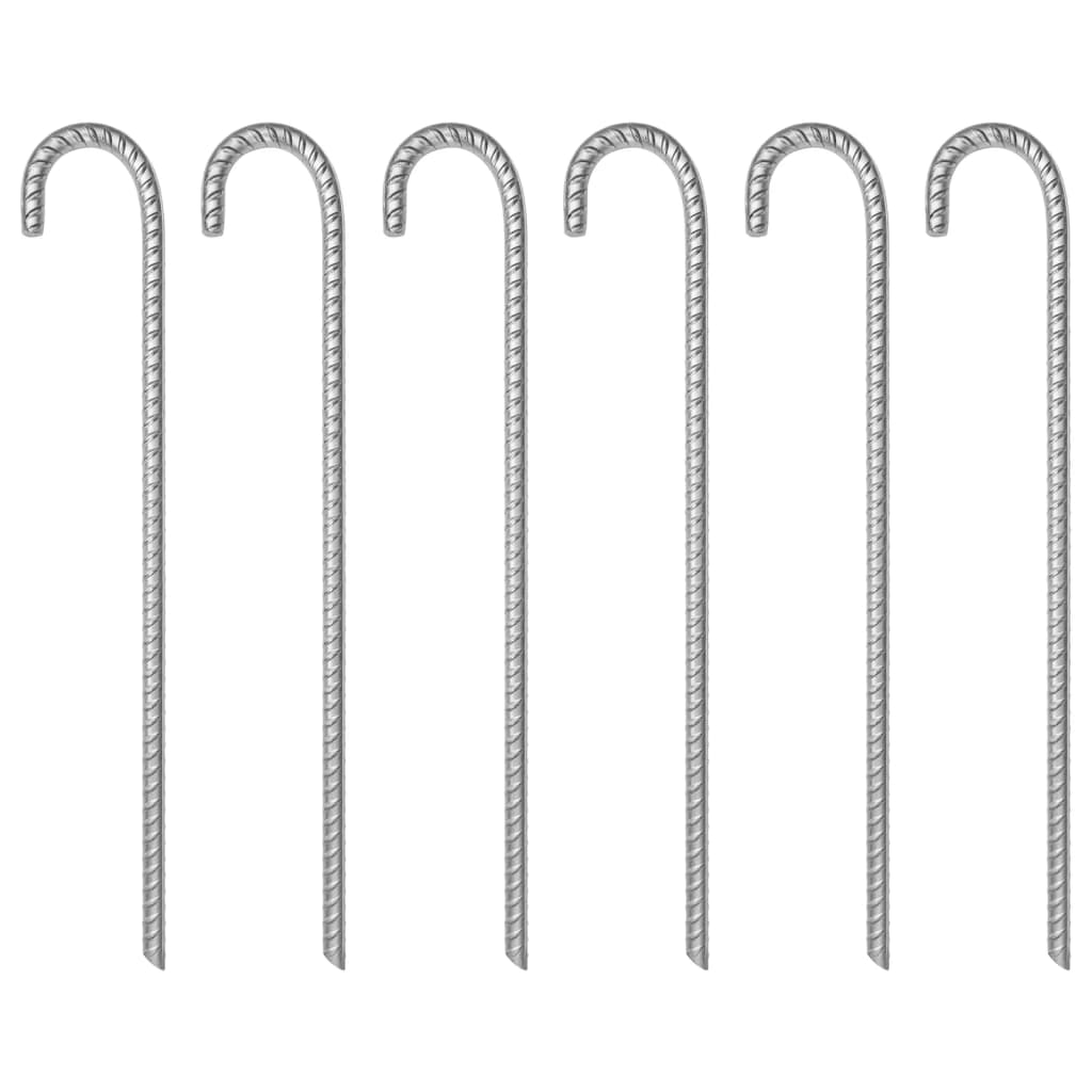 vidaXL Estacas para tenda 6 pcs 41,5 cm Ø12 mm aço galvanizado