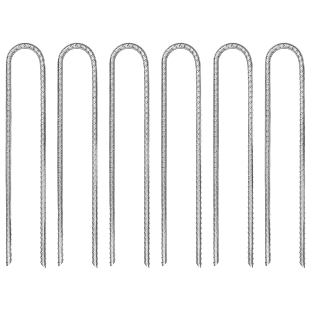 vidaXL Estacas p/ tenda 6 pcs forma de U 30 cm Ø7 mm aço galvanizado