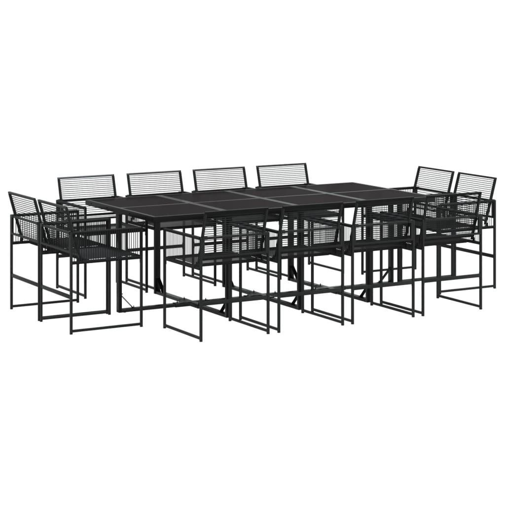 vidaXL 13 pcs conjunto de jantar p/jardim vime PE preto