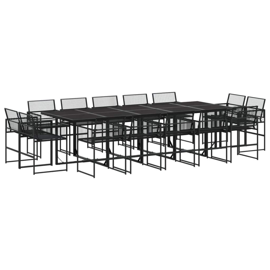 vidaXL 15 pcs conjunto de jantar p/ jardim vime PE preto
