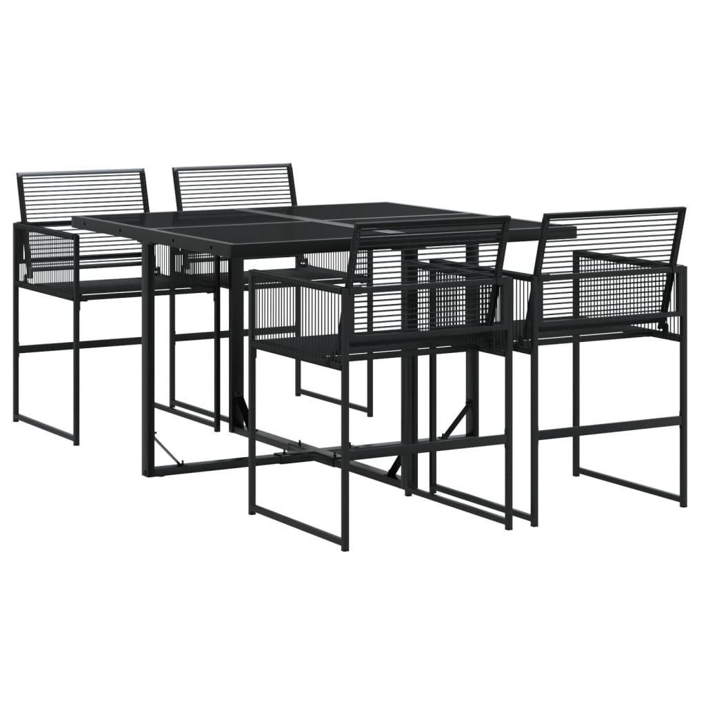 vidaXL 5 pcs conjunto de jantar p/ jardim vime PE preto