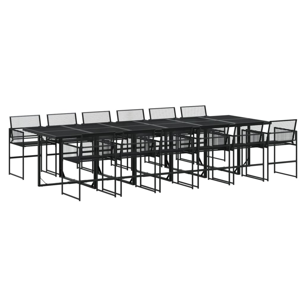 vidaXL 13 pcs conjunto de jantar p/jardim vime PE preto