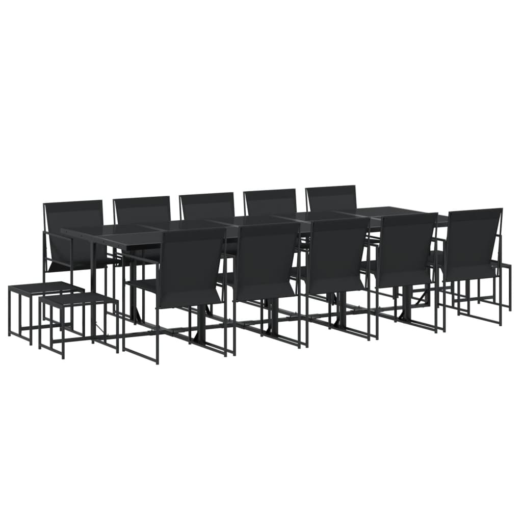 vidaXL 15 pcs conjunto de jantar para jardim textilene preto