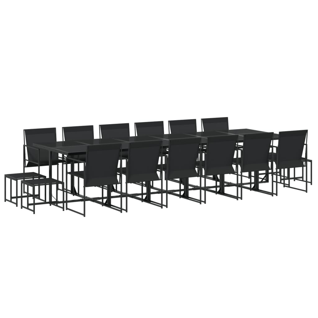 vidaXL 17 pcs conjunto de jantar para jardim textilene preto
