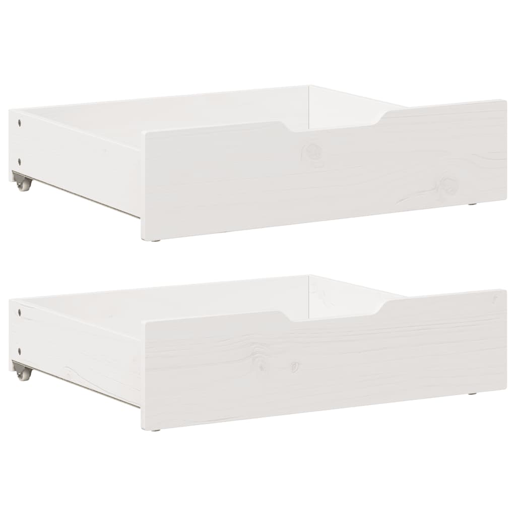 vidaXL Gavetas para cama 2 pcs 75x55x17 cm pinho maciço branco