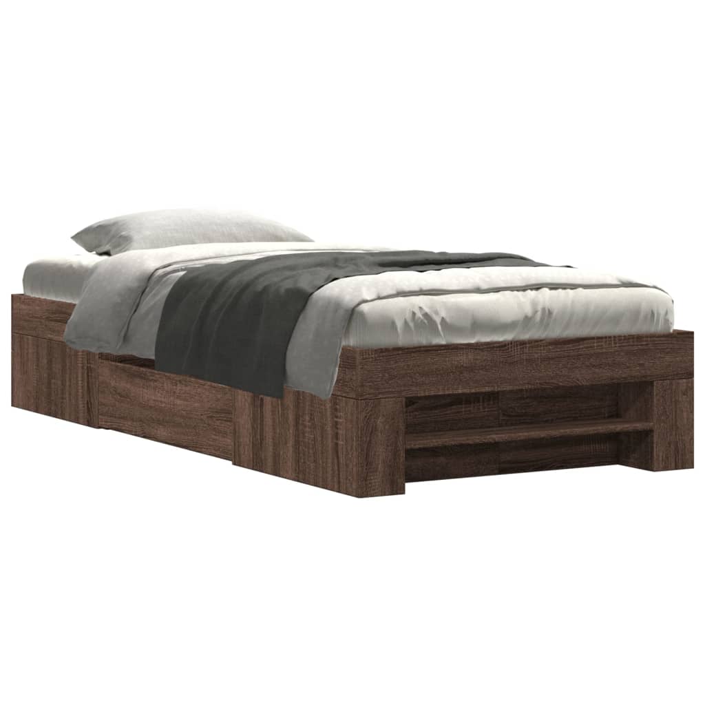 vidaXL Estrutura cama s/ colchão derivados madeira carvalho castanho