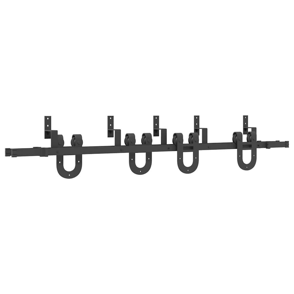 vidaXL Kit de ferragens para porta deslizante 200 cm aço preto