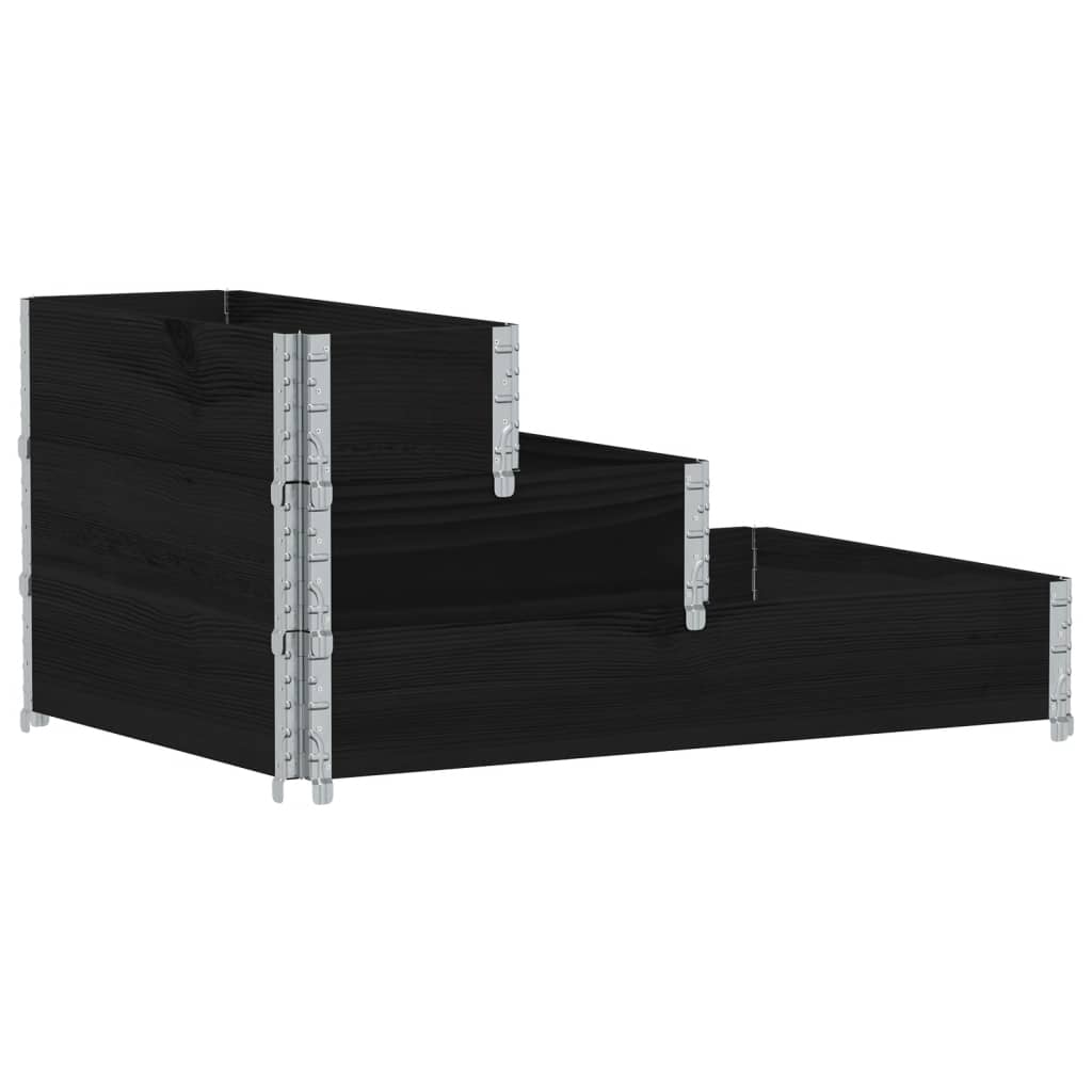 vidaXL Canteiro elevado de 3 níveis 120x80 cm pinho maciço preto