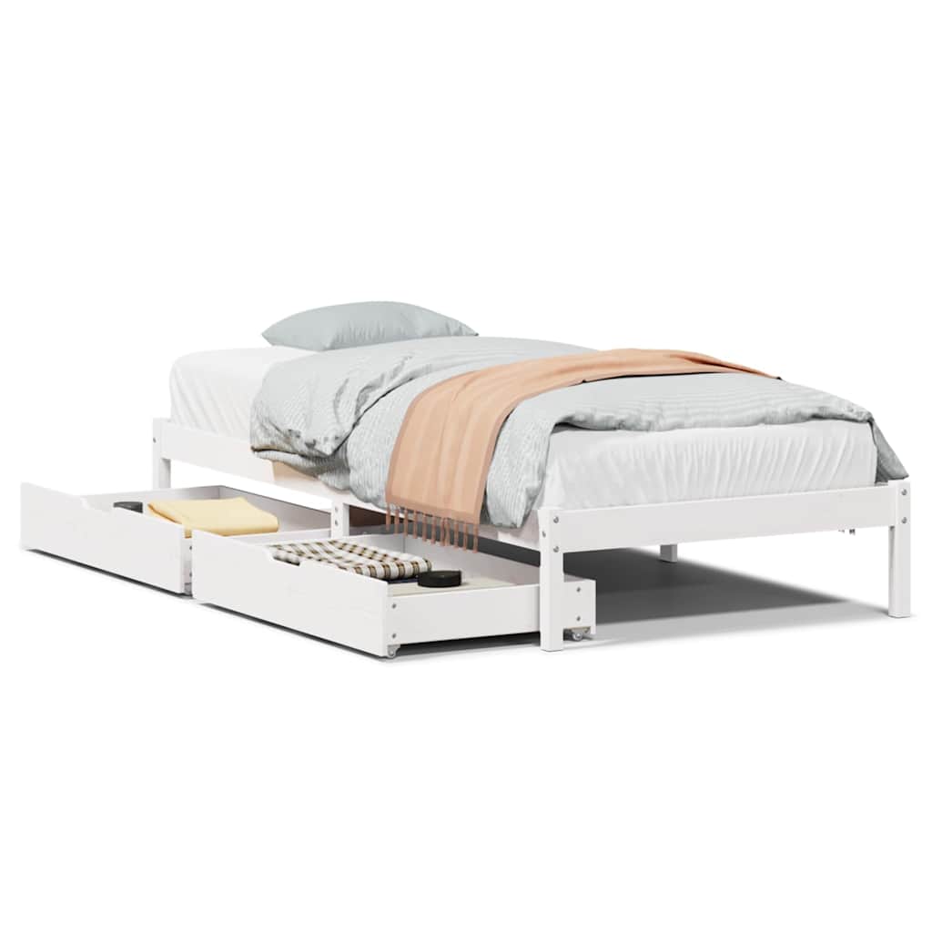 vidaXL Cama sem colchão 90x190 cm madeira de pinho maciça branco