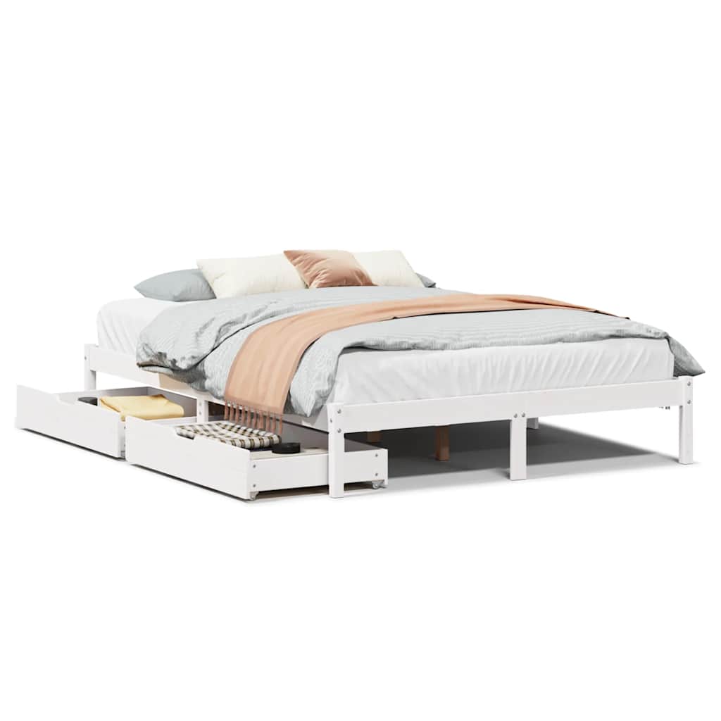 vidaXL Cama sem colchão 140x200 cm madeira de pinho maciça branco