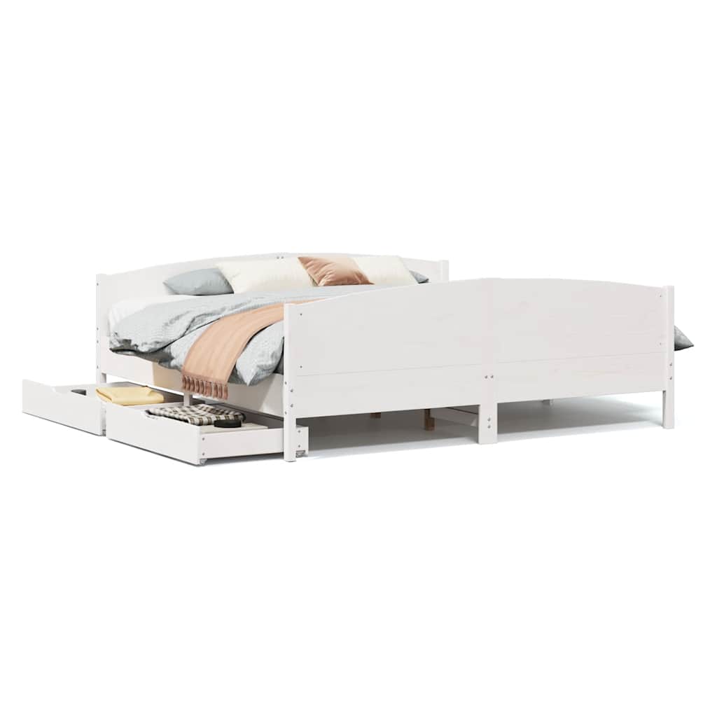 vidaXL Cama sem colchão 200x200 cm madeira de pinho maciça branco