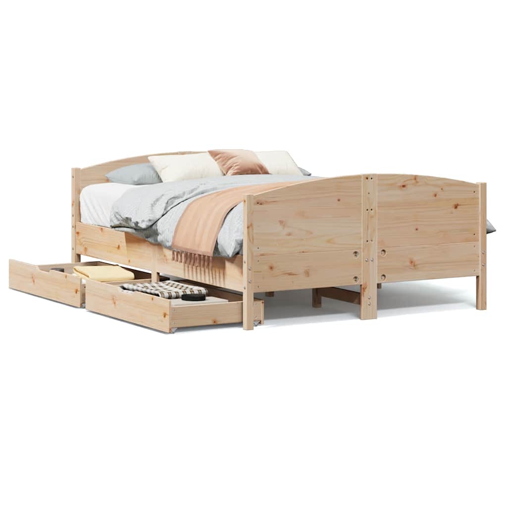vidaXL Cama sem colchão 135x190 cm madeira de pinho maciça