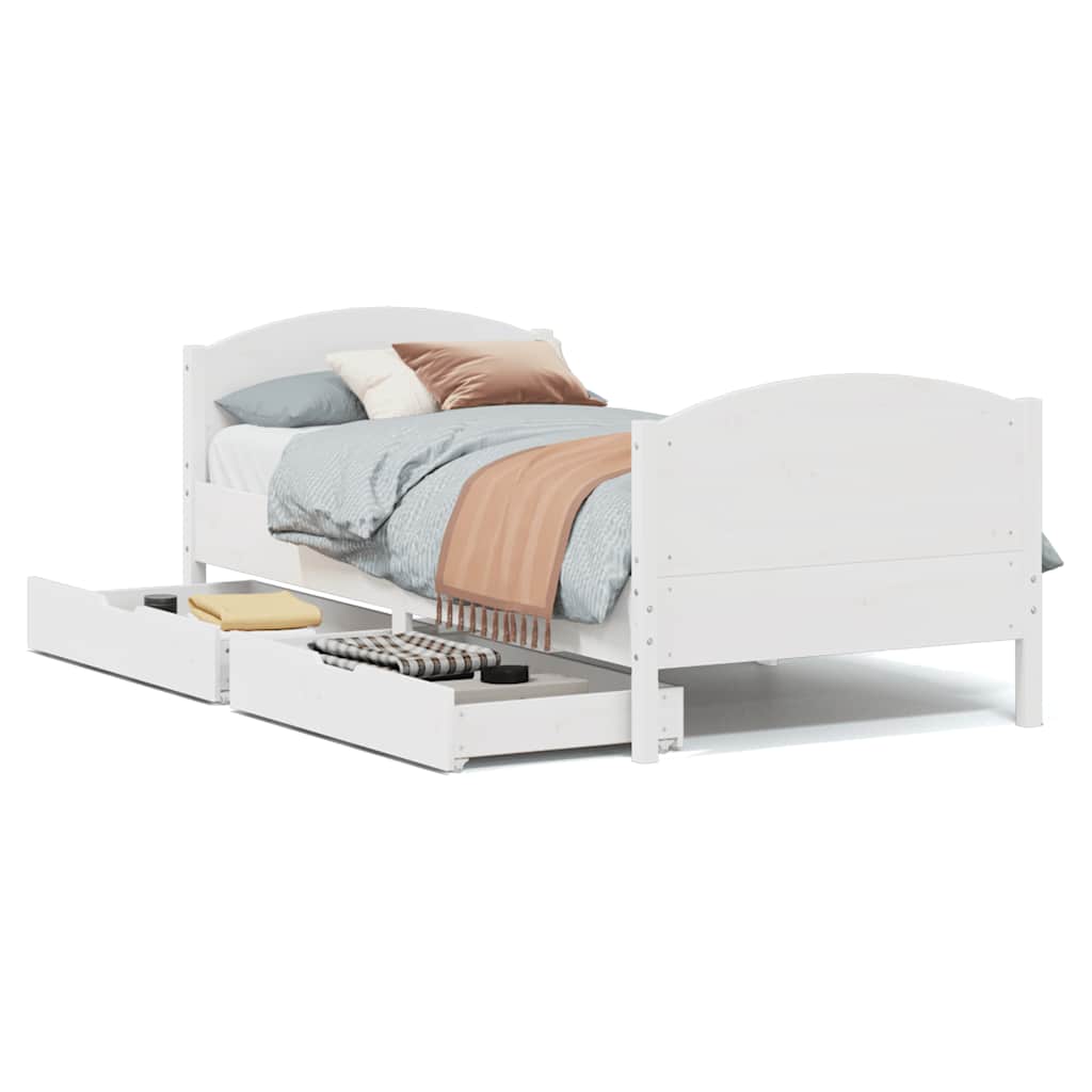 vidaXL Cama sem colchão 75x190 cm madeira de pinho maciça branco