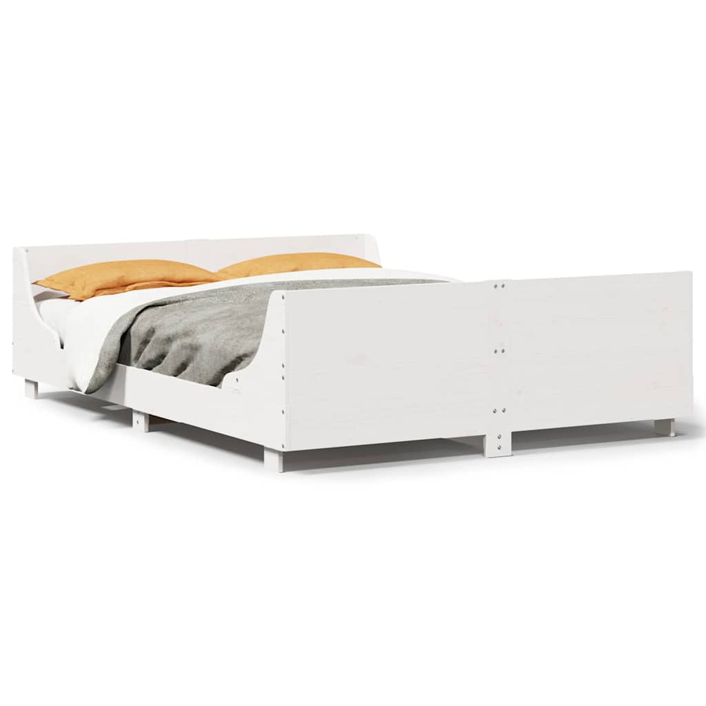 vidaXL Cama sem colchão 140x200 cm madeira de pinho maciça branco