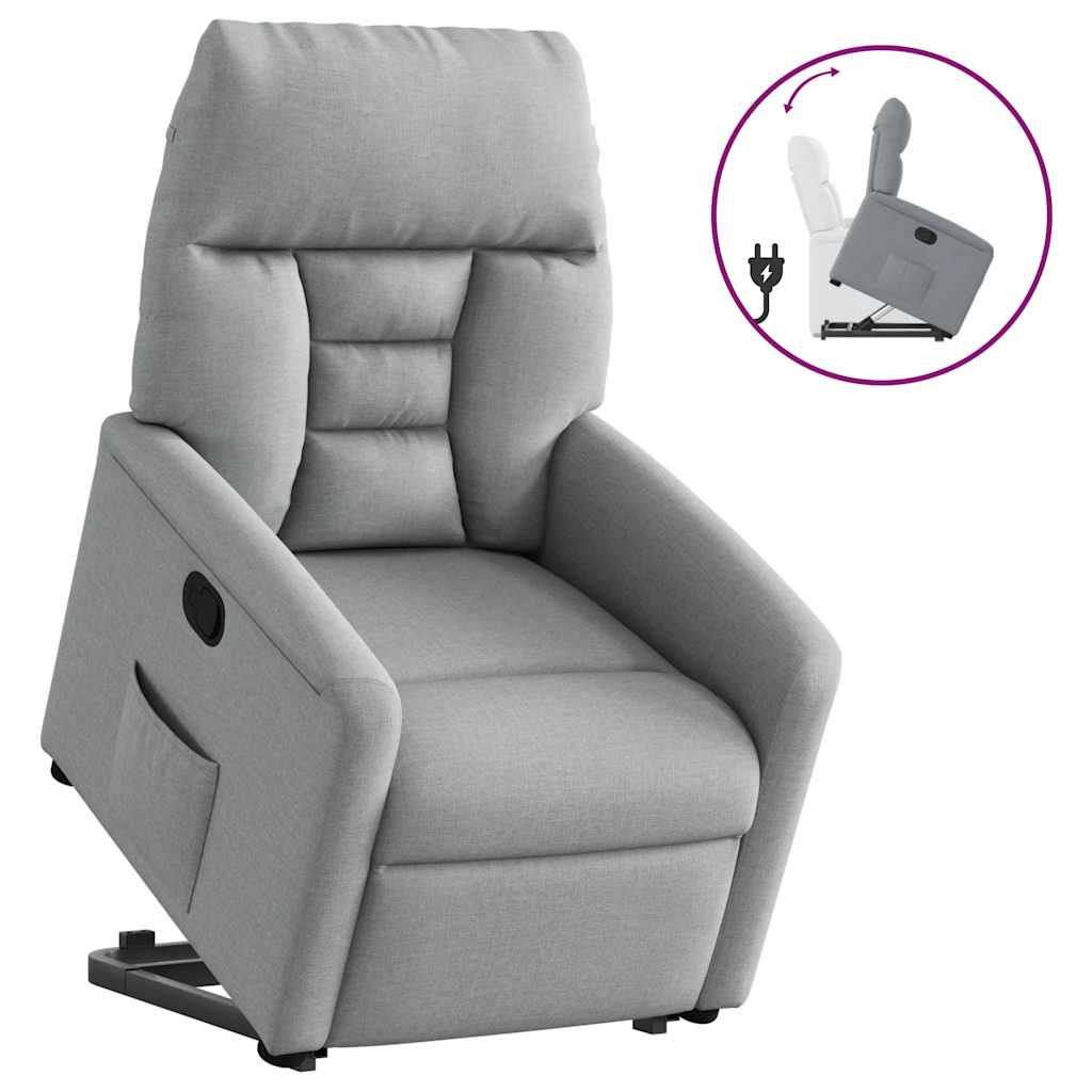 vidaXL Poltrona reclinável elevatória tecido cinzento-claro