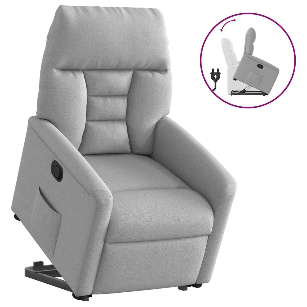 vidaXL Poltrona reclinável elevatória tecido cinzento-nublado