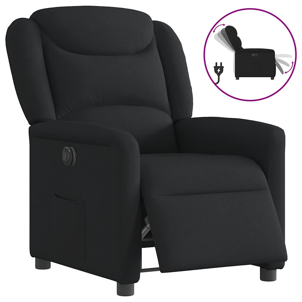 vidaXL Poltrona elétrica reclinável tecido preto