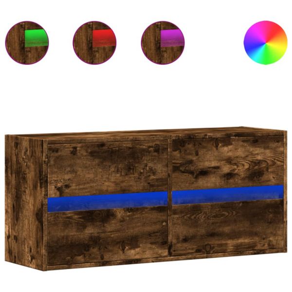 vidaXL Móvel de Parede para TV com Luzes led 100x31x45 cm Carvalho Fumado - 3898910670