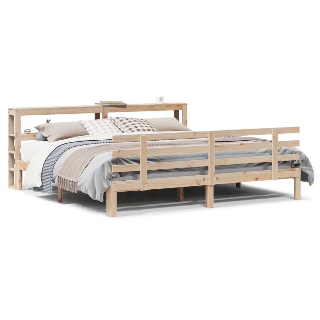 vidaXL Estrutura de cama com cabeceira 200x200 cm pinho maciço