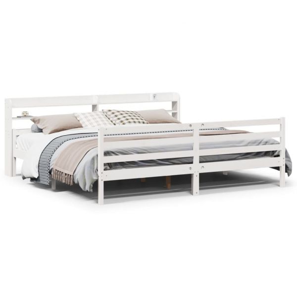 vidaXL Estrutura de Cama com Cabeceira sem Colchão 200x200 cm Branco - 3168677289