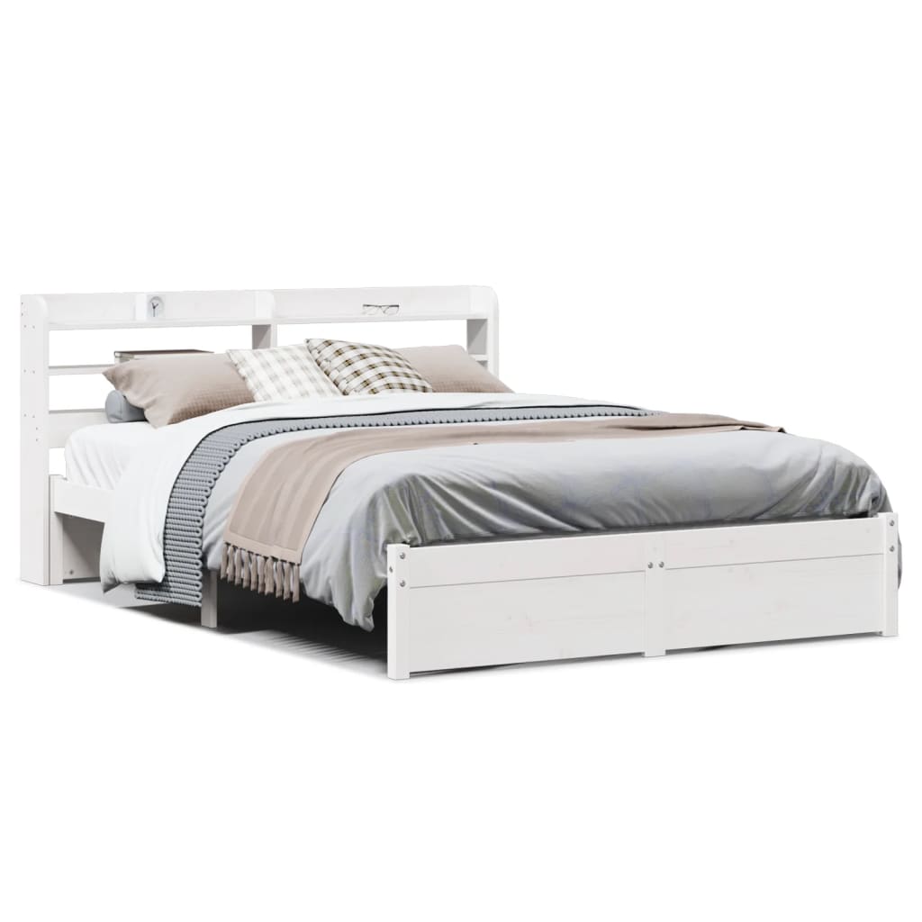 vidaXL Estrutura de cama c/ cabeceira sem colchão 140x190 cm branco