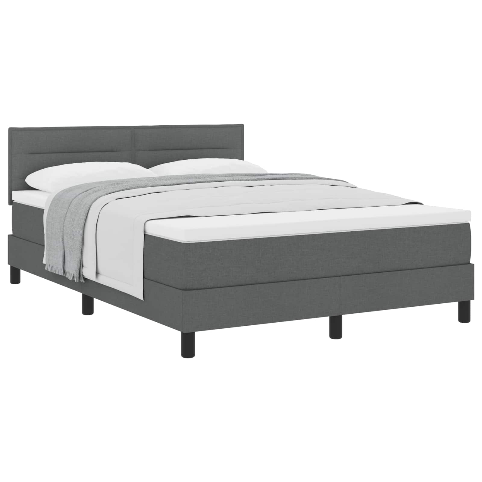 vidaXL Cama Box com cabeceira Manual Cinza Escuro 140 x 190 cm tecido