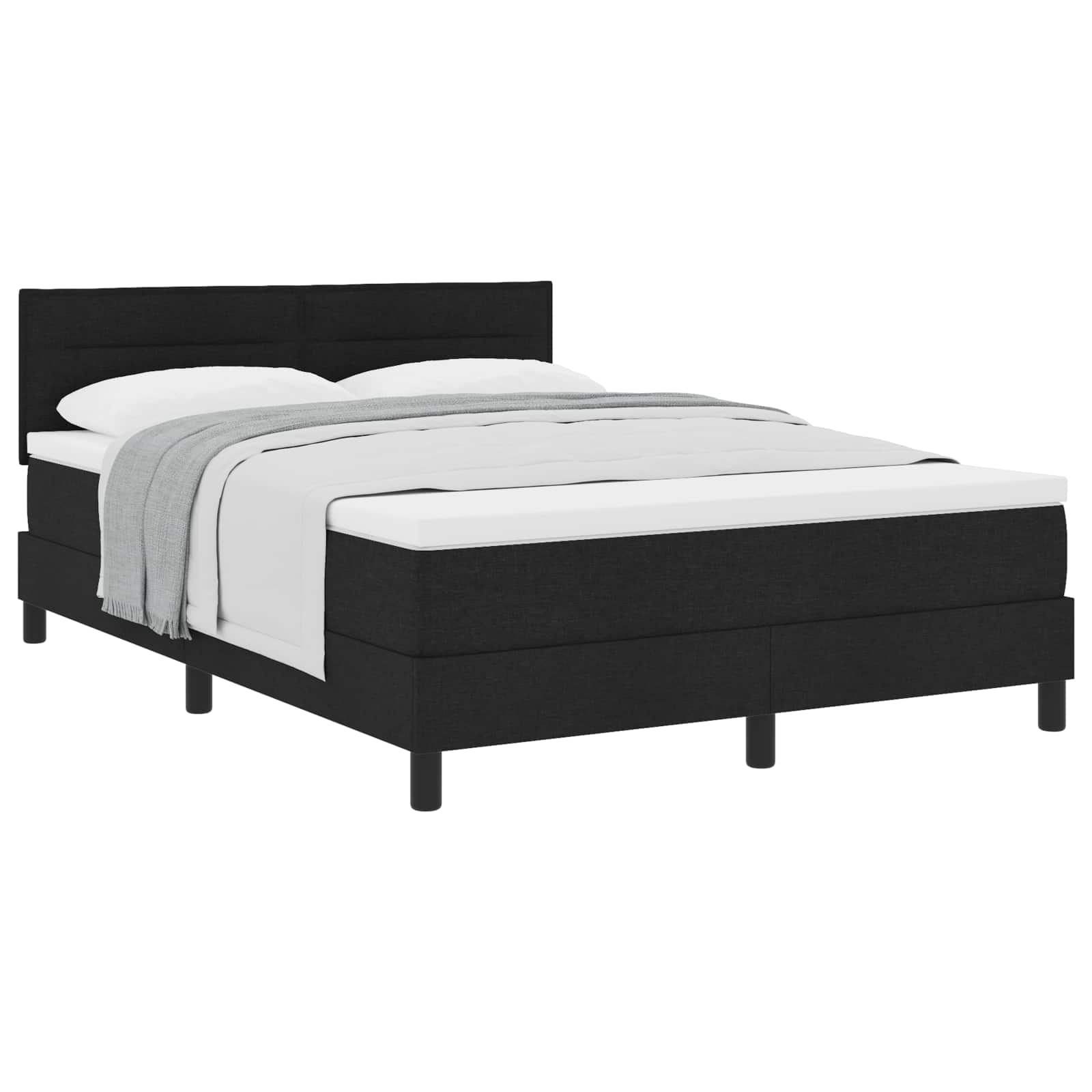 vidaXL Cama Box com almofada com cabeceira Preto 140 x 200 cm tecido