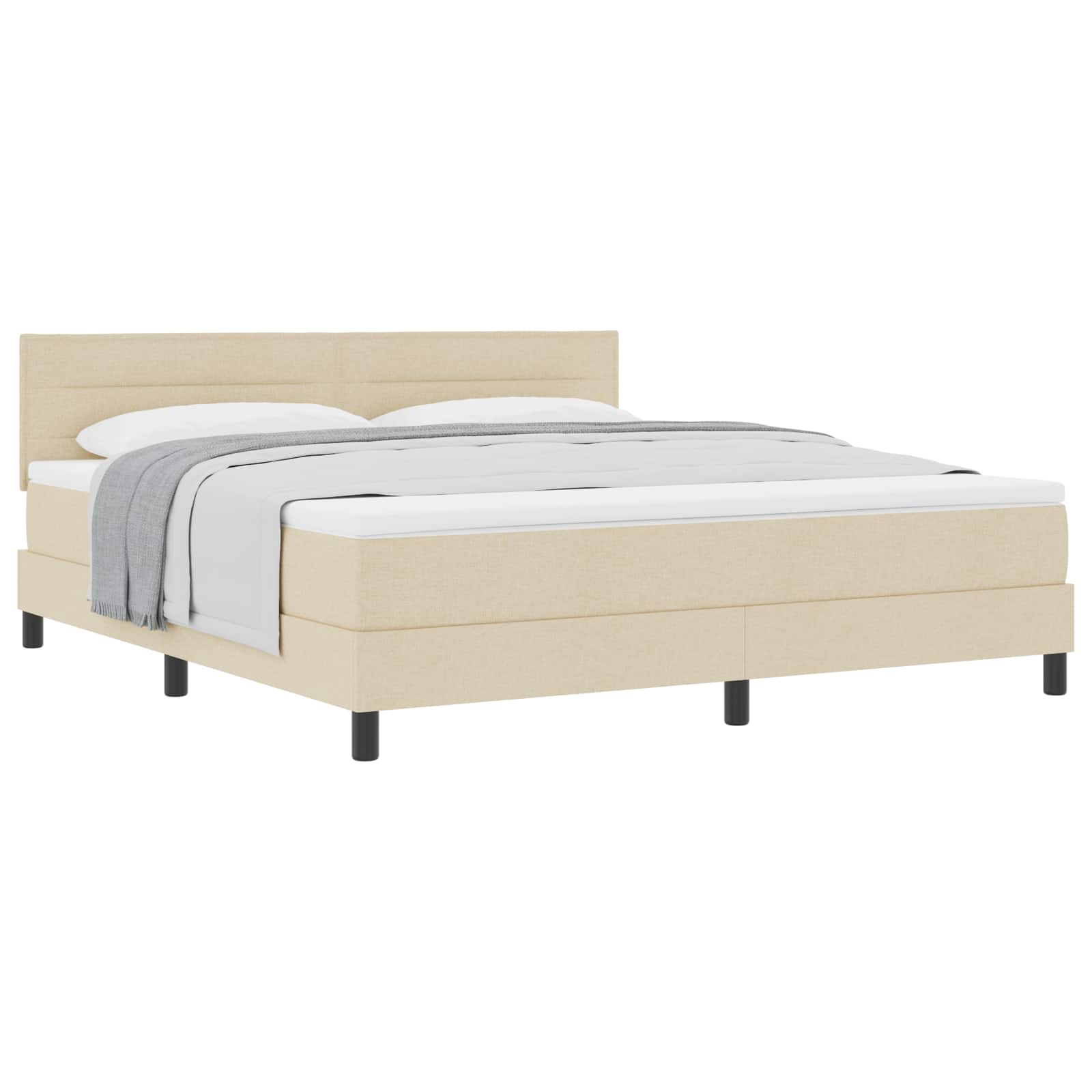 vidaXL Cama Box com almofada com cabeceira Creme 180 x 200 cm tecido