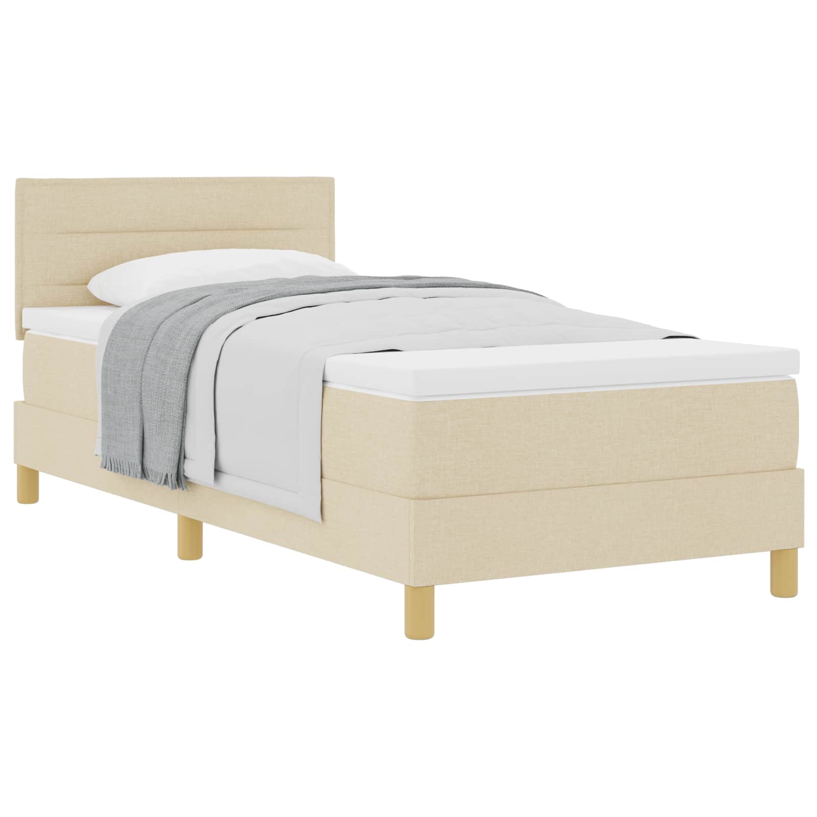 vidaXL Cama Box com almofada com cabeceira Creme 90 x 190 cm tecido