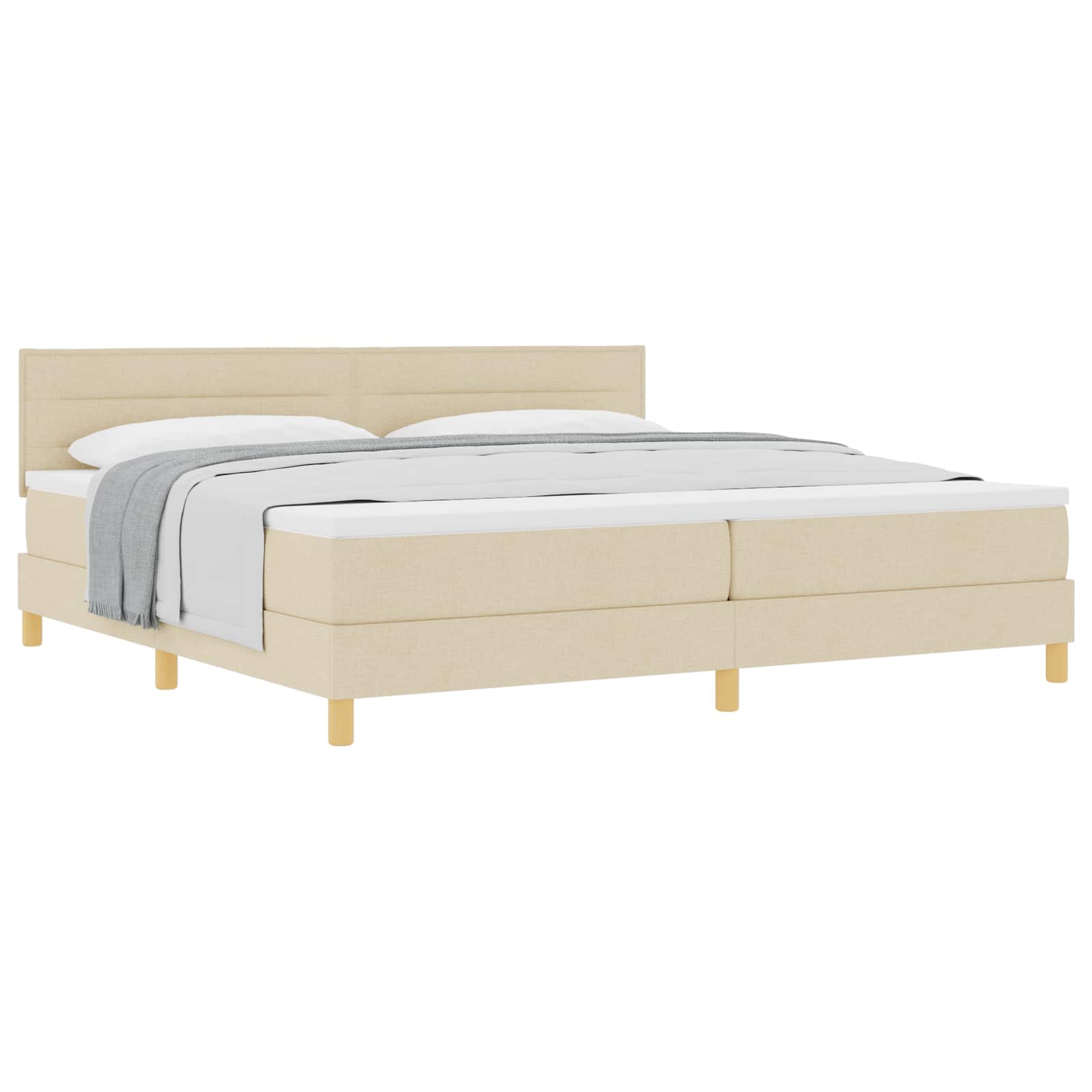 vidaXL Cama Box com almofada com cabeceira Creme 200 x 200 cm tecido