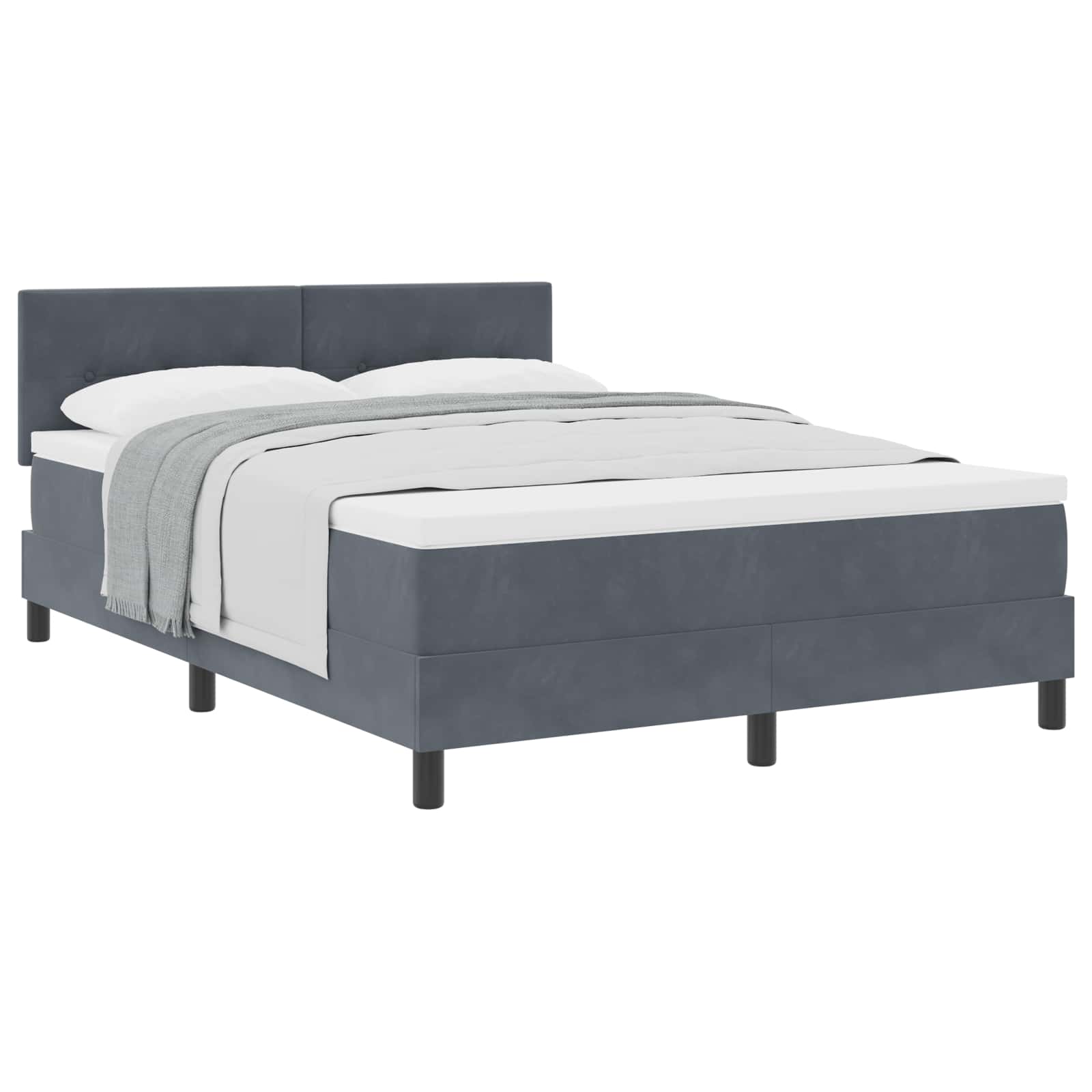 vidaXL Cama Box com colchão Cinza Escuro 140 x 200 cm Veludo