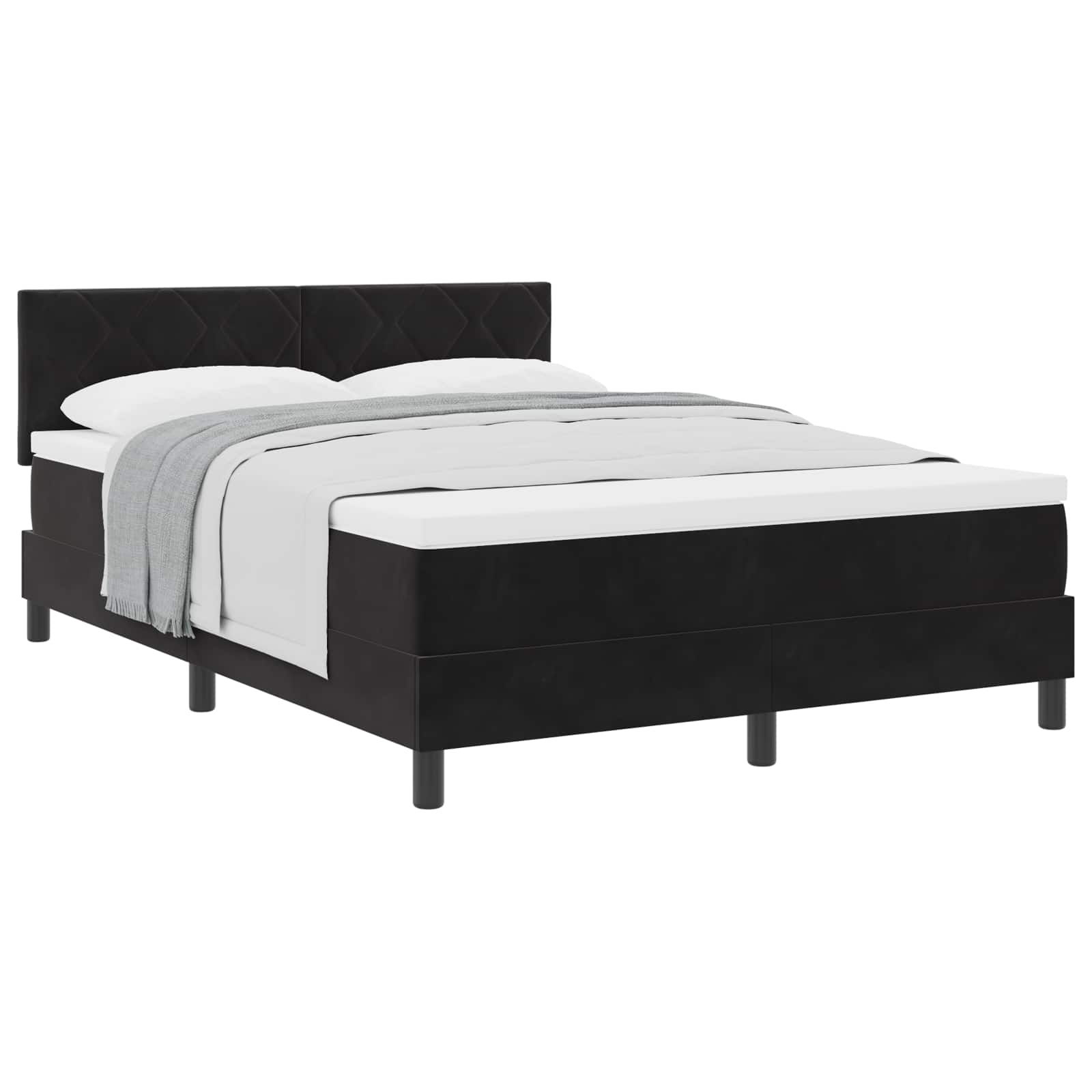 vidaXL Cama Box com cabeceira Preto 140 x 190 cm Veludo