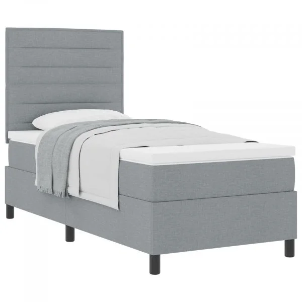 vidaXL Cama Box Spring com Colchão Cinza Claro 90x200 cm Tecido - 604409608