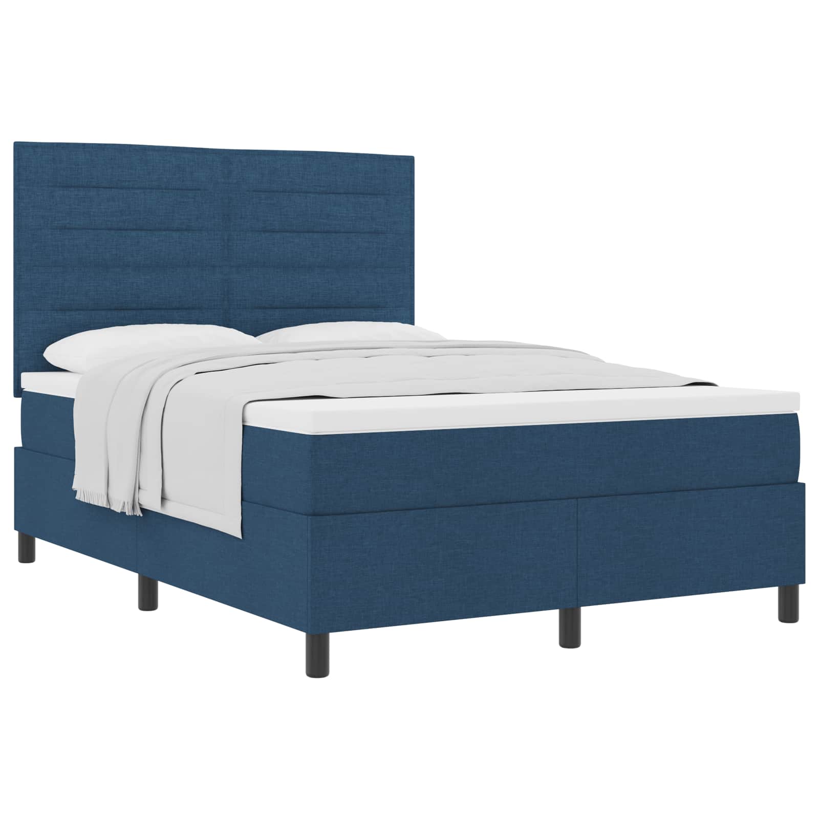 vidaXL Cama Box com colchão com cabeceira Azul 140 x 190 cm tecido