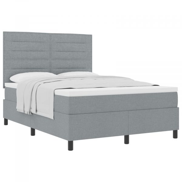 vidaXL Cama Box Spring com Colchão Cinza Claro 140x200 cm Tecido - 2221714169