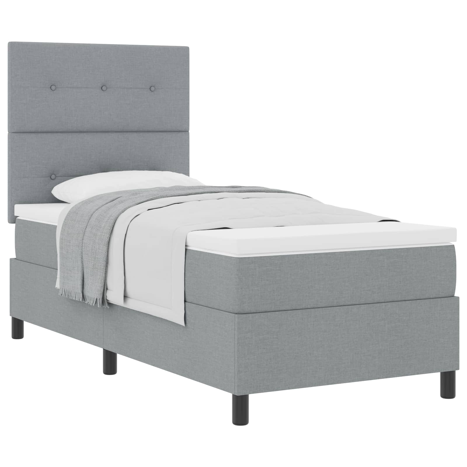 vidaXL Cama Box com colchão Cinzento-claro 90 x 200 cm tecido
