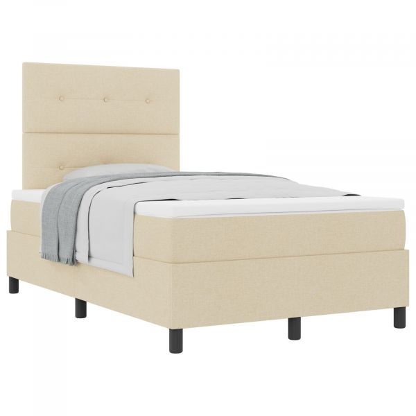 vidaXL Cama Box com Colchão Creme 120x200 cm Tecido - 3167597701