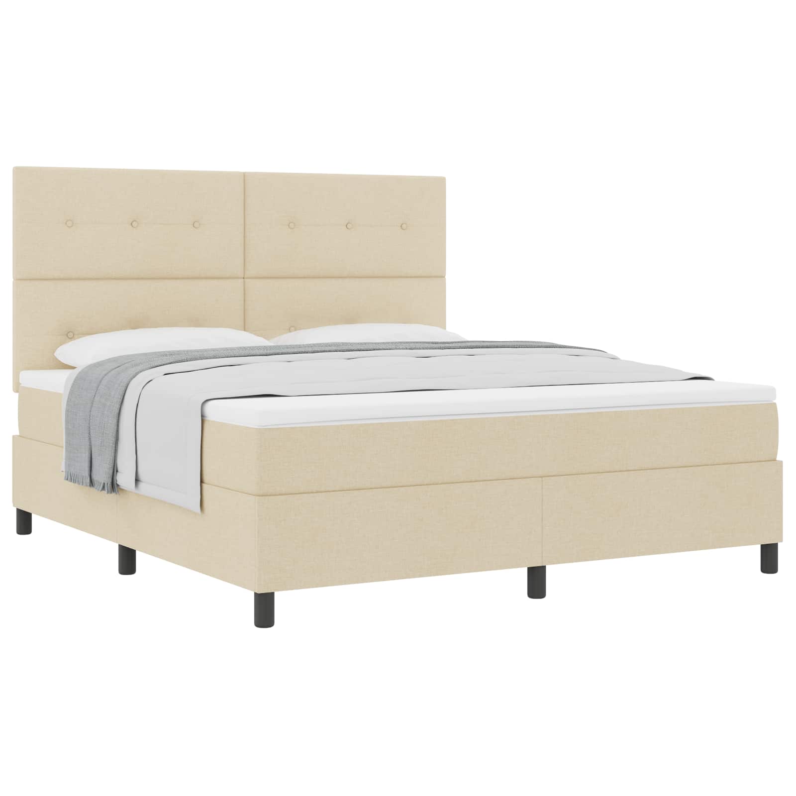 vidaXL Cama Box com colchão com cabeceira Creme 180 x 200 cm tecido