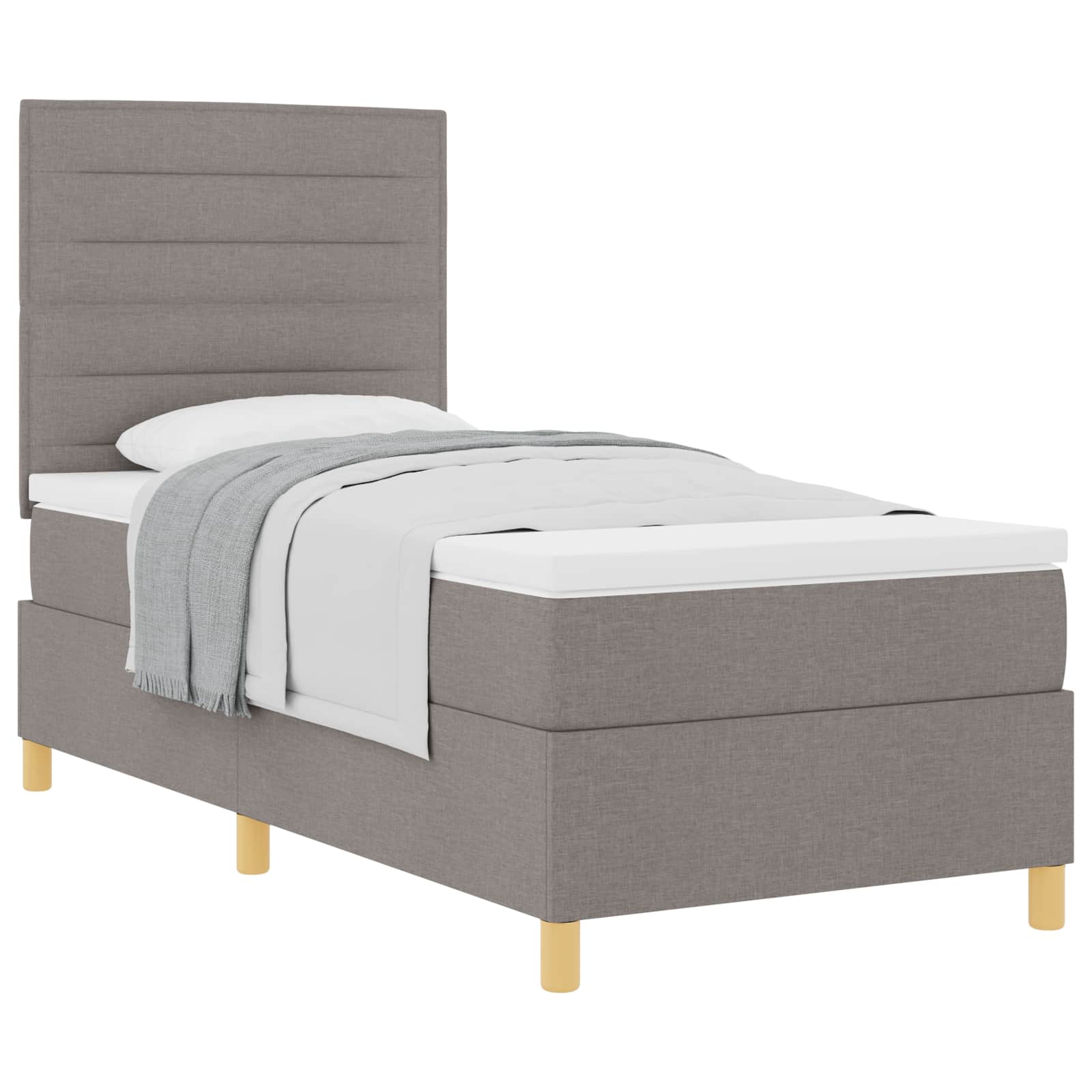 vidaXL Cama Box com colchão Cinzento-acastanhado 100 x 200 cm tecido